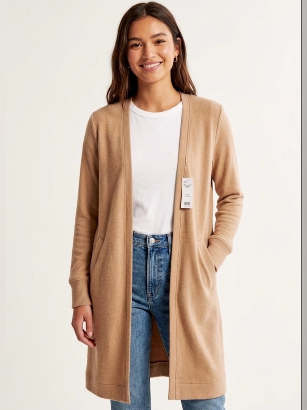 Abercrombie & Fitch Soft A&F Cozy Longline Cardigan Camel Size XS Light Brown